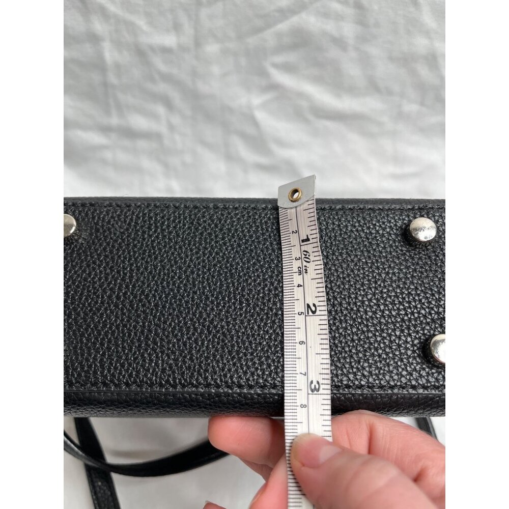 Brandon Blackwood Top Handle Small Trunk Bag Purse Black Pebbled Leather - Picture 10 of 12